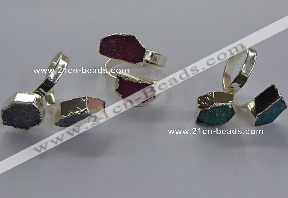 NGR355 13*18mm - 15*20mm freeform druzy agate rings wholesale