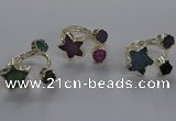 NGR365 8mm coin & 15*16mm star druzy agate rings wholesale