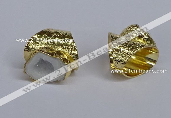 NGR372 15*20mm - 20*25mm freeform druzy agate rings wholesale