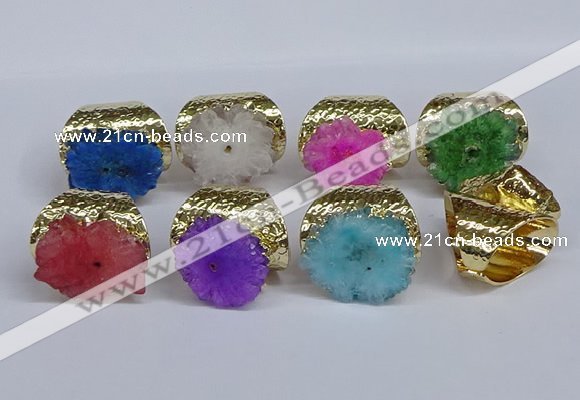 NGR390 18*25mm - 22*28mm freeform druzy agate gemstone rings