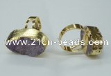 NGR54 18*25mm - 20*30mm freeform plated druzy agate rings