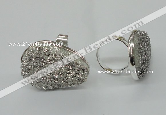 NGR60 25*30mm - 30*40mm freeform plated druzy agate rings