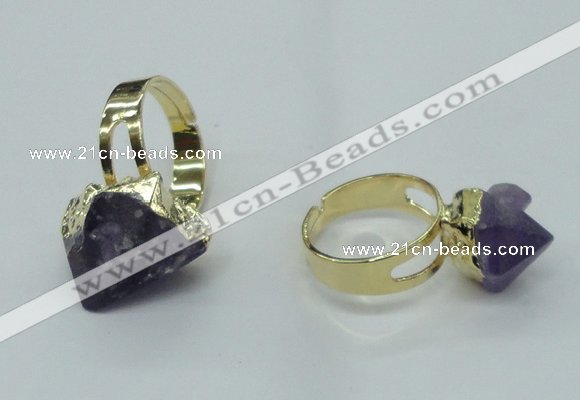 NGR67 10*14mm - 15*20mm faceted nuggets amethyst gemstone rings