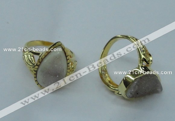 NGR68 12*16mm - 13*18mm freeform plated druzy agate rings