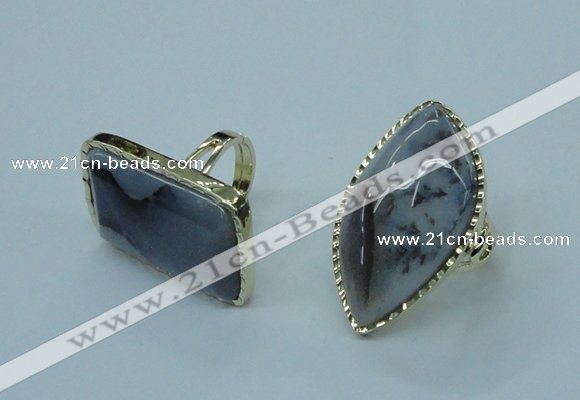 NGR70 18*25mm - 22*30mm freeform agate gemstone rings wholesale