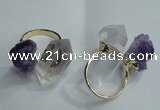 NGR77 13*18mm - 15*25mm faceted nuggets white crystal & amethyst rings