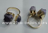 NGR78 13*18mm - 18*25mm nuggets druzy amethyst gemstone rings