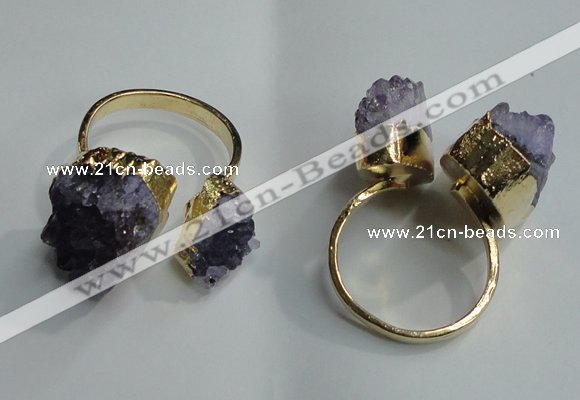 NGR78 13*18mm - 18*25mm nuggets druzy amethyst gemstone rings