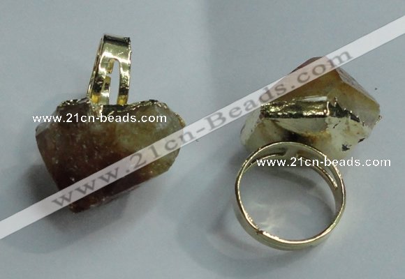 NGR80 15*20mm - 20*30mm faceted nuggets citrine gemstone rings