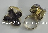 NGR81 18*25mm - 25*30mm butterfly druzy amethyst gemstone rings