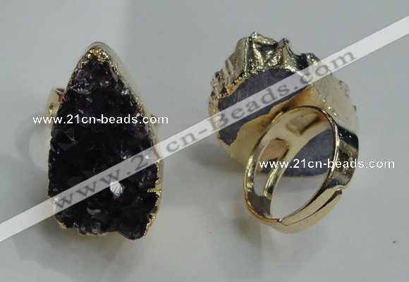 NGR82 20*25mm - 20*30mm freeform druzy amethyst gemstone rings