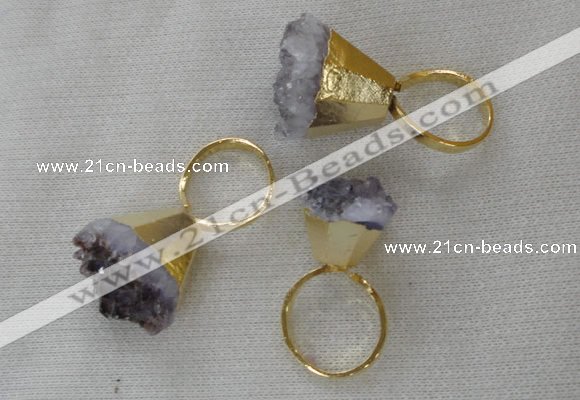 NGR83 20*22mm - 25*25mm nuggets amethyst gemstone rings