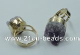 NGR85 12*16mm - 18*20mm freeform druzy amethyst gemstone rings