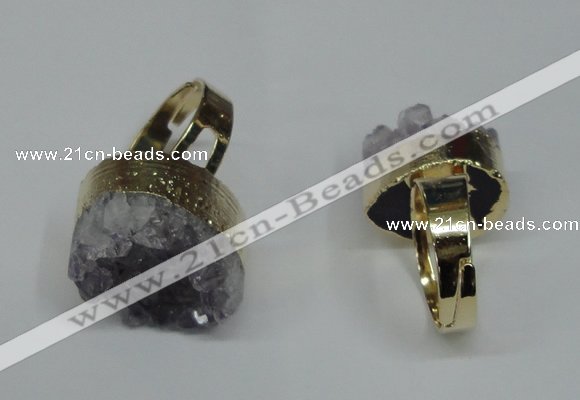 NGR86 15*20mm - 20*25mm freeform druzy amethyst gemstone rings