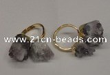 NGR87 15*20mm - 18*25mm nuggets druzy amethyst gemstone rings