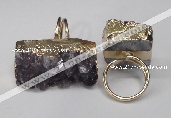 NGR90 22*30mm - 20*40mm freeform druzy amethyst gemstone rings