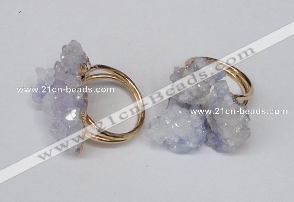 NGR96 15*20mm - 20*25mm nuggets plated druzy quartz rings