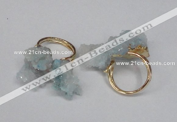 NGR97 15*20mm - 20*25mm nuggets plated druzy quartz rings