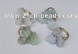 NGR99 15*20mm - 20*25mm nuggets plated druzy quartz rings
