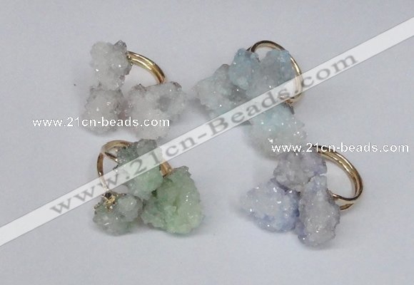 NGR99 15*20mm - 20*25mm nuggets plated druzy quartz rings