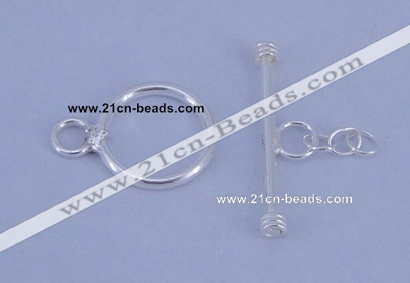 SSC08 5pcs 10mm donut 925 sterling silver toggle clasps