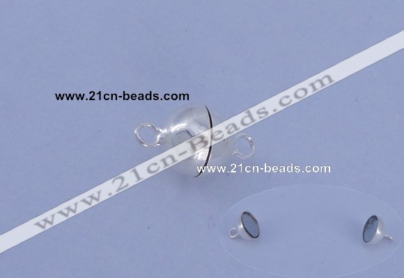 SSC102 5pcs 8mm round 925 sterling silver magnetic clasps