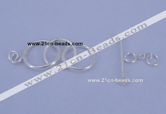 SSC15 5pcs 12mm - 14mm donut 925 sterling silver toggle clasps