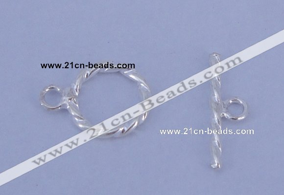 SSC17 5pcs 8.5mm donut 925 sterling silver toggle clasps