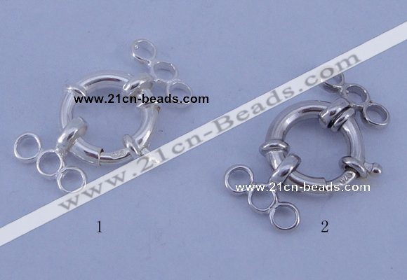 SSC211 5pcs three-strand 13.5mm 925 sterling silver spring rings clasps