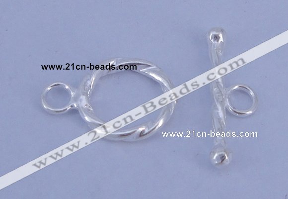 SSC23 5pcs 11mm donut 925 sterling silver toggle clasps