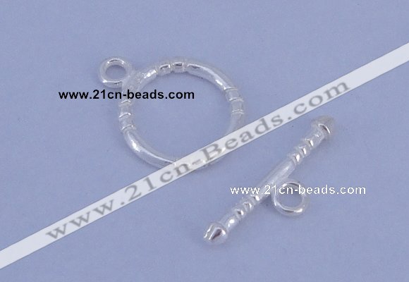 SSC25 5pcs 12mm donut 925 sterling silver toggle clasps