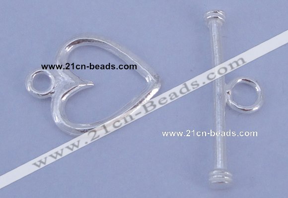 SSC28 5pcs 11*14mm heart 925 sterling silver toggle clasps
