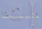 SSC30 5pcs 10*13.5mm heart 925 sterling silver toggle clasps