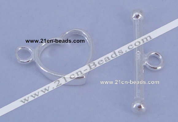 SSC30 5pcs 10*13.5mm heart 925 sterling silver toggle clasps